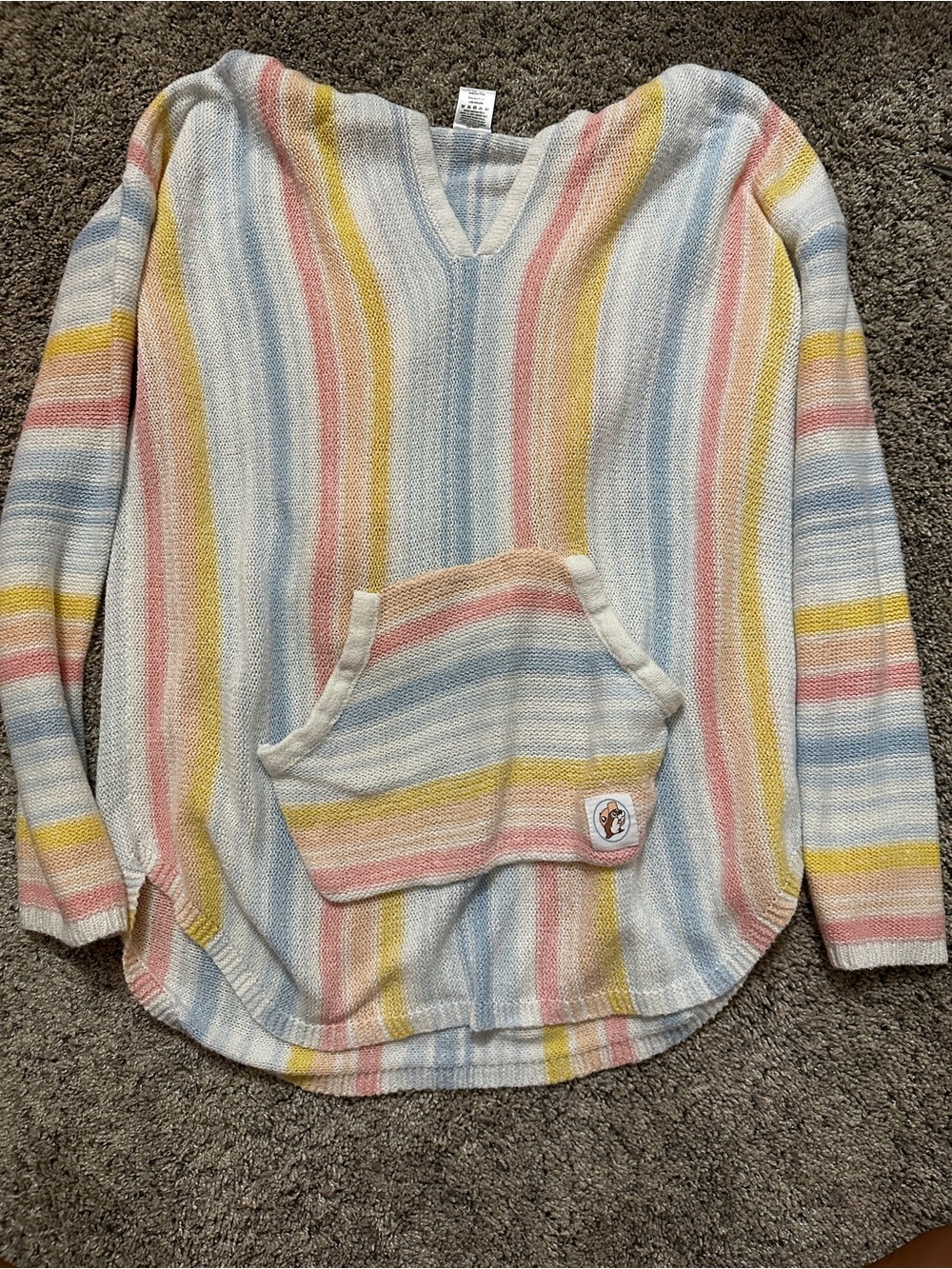 #201 Buc-ees Striped Pastel V-Neck Pullover Sweater